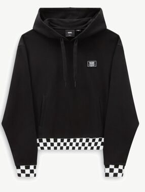 Vans Boom Boom Check Hoodie with Checkerboard Hem & Cuffs - Black XL NWT